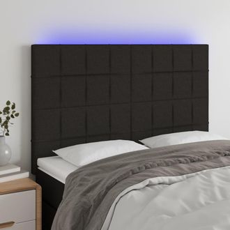 vidaXL Cabecero Con Luces Led Tela Negro 144x5x118/128 Cm Vidaxl