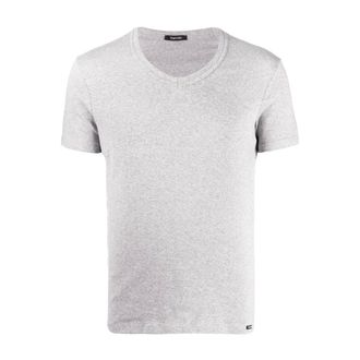 Tom Ford T-Shirts, male, Gray, Size: XL V-neck T-shirt