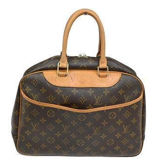 Louis Vuitton Deauville Monogram Canvas Brown Leather Handbag (Pre-Owned)