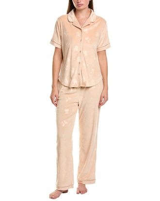 Flora Nikrooz Flora By Flora Nikrooz 2Pc Solid Bear Embossed Velour Pajama Set