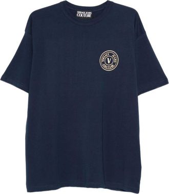 Versace Jeans Couture Blue Solid Crew Neck T-Shirt