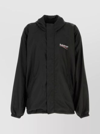 Balenciaga polyester jacket with elastic cuffs and hooded design
