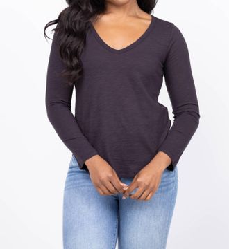 Dylan Soft Cotton Slub Long Sleeve Tee In Ranch Black