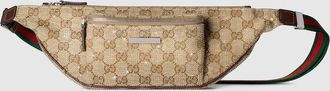 Gucci Flatpack Crystal Small Belt Bag, Beige, GG Canvas