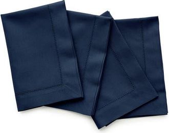 Solino Home Cotton Linen Hemstitch Dinner Napkins Set of 4, 20 x 20 Inch for Dining Table, Holiday and Everyday Table Decor in Navy at Nordstrom