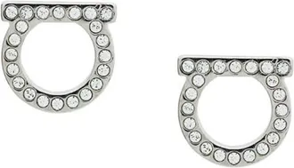 Ferragamo Silver Gancini Stud Earrings