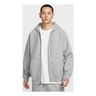 Nike Solo Swoosh Full-Zip Fleece Hoodie Dark Grey Heather Light Smoke Grey White HV1085-063