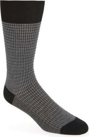 Pantherella Smythson Textured Check Dress Socks in Black at Nordstrom, Size Medium