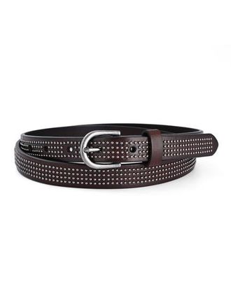 OLD TREND Stud Genuine Leather Slim Studded Everyday Belt in Brown at Nordstrom, Size Medium