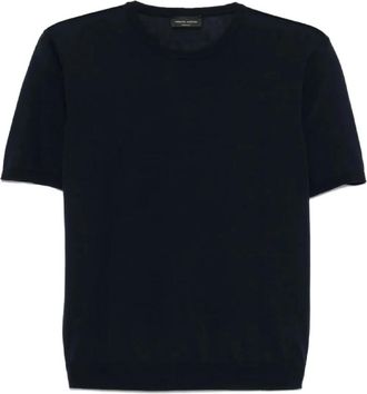 Roberto Collina Navy Girocollo Mc T-Shirt - Heren - T-shirts - Blauw - XL - Katoen - Tops