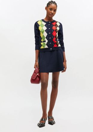 Ganni Navy Cashmere Wool Mini Skirt - Size XXS