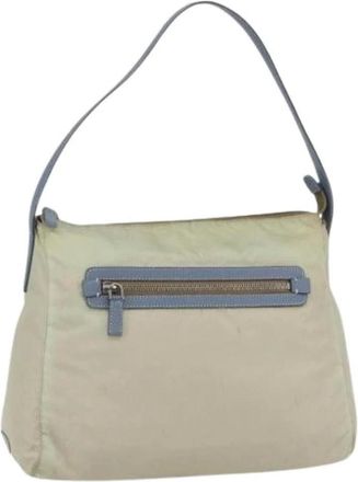 Prada Pre-owned Shoulder Bags, female, Beige, Size: ONE SIZE Pre-owned Nylon Shoulder Bag