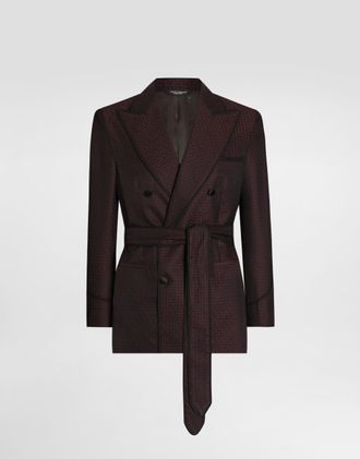 Dolce & Gabbana Double-breasted Jacket In Micro-pattern Jacquard - Man Suits And Blazers Multi-colored 48