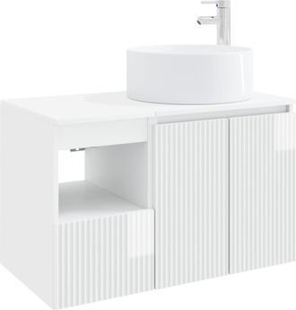 vidaXL Juego De Muebles De Ba&ntilde;o 2 Uds. Blanco Brillante Vidaxl