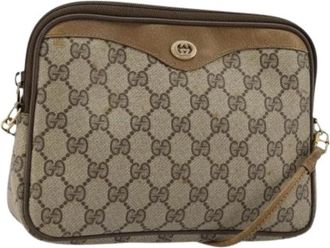 Gucci Pre-owned Vintage GG Canvas Shoulder Bag - Dames - Vintage Schoudertas - Beige - ONE Size - Leer - Vintage