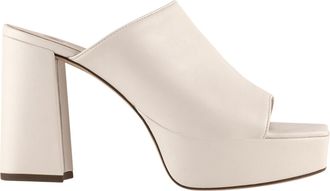 H&ouml;gl White Carey High Block Heel Platform Leather Sandals