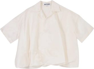 Sunnei Puffy Zijden Polo Shirt - Dames - Blouses - Wit - XS - Organza - Overhemden