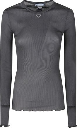 Prada Long Sleeve Top - Dames - Longsleeves - Grijs - L - Tops