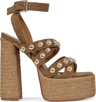 Azalea Wang Yara Block Sandal in Brown at Nordstrom, Size 7.5