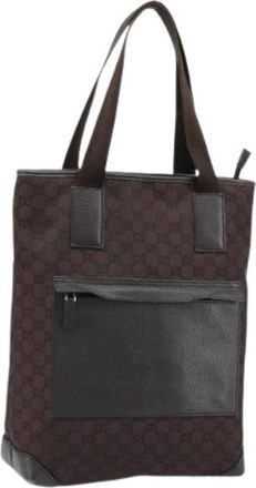 Gucci Pre-owned Tote Bags, female, Brown, Size: ONE SIZE Pre-owned Canvas Tote Bag