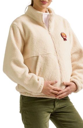 Cache Coeur Sasha Maternity & Babywearing Fleece Jacket in Beige at Nordstrom, Size X-Large