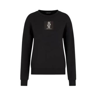 A|X Armani Exchange Sweatshirt met ronde hals en monogrampatch - Dames - Sweatshirts - Zwart - L - Hoodies & sweatvesten