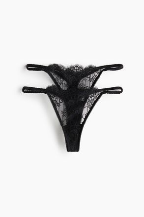 H&M 2er-Pack Tangas aus Spitze - Schwarz