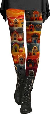 Generic Halloween Workout Leggings Women - High Waist Squat-Proof Fabric | Witch & Bat Print Designs | Moisture Wicking for Gym, Running & Pumpkin Patch Walks