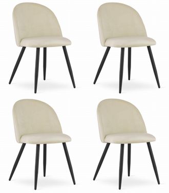 OEM Silla Bello - Terciopelo Beige / Patas Negras X 4