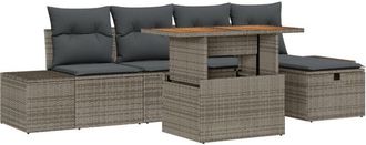 vidaXL Garden Sofa Set Height-Adjustable 6 pcs Grey Poly Rattan vidaXL