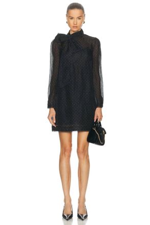 Zimmermann Dream Bow Mini Dress In Black Dot