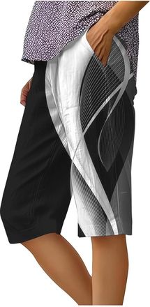 Generic Ladies Knee Length Shorts Linen Shorts for Women UK Soft Cute Checked Summer Casual Beach Bermuda Long Short Ladies Boho Travel Wide Leg Knee Length C