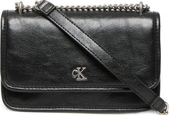 Calvin Klein Jeans Chain Flap shoulder bag - women - Recycled Polyester/Polyurethane - One Size - Black