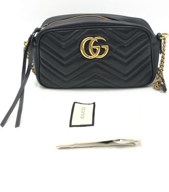 Gucci GG Marmont Small Black Matelasse Camera Womens Bag (Pre-Owned)