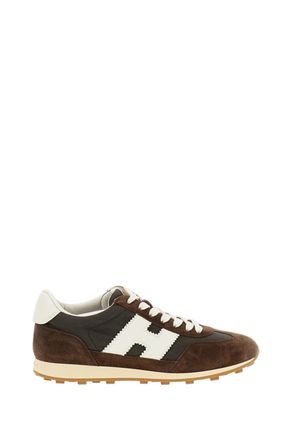 Hogan Brown H727 Suede Fabric Sneakers