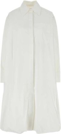 Jil Sander Witte Poplin Overhemdjurk - Dames - Shirt Kleedjes - Wit - M - Katoen - Kleedjes