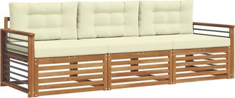 vidaXL Conjunto De Sof&aacute;s De Exterior 3 Uds. Natural Y Crema Vidaxl