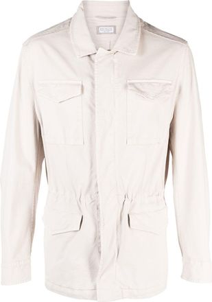 Brunello Cucinelli button-front shirt jacket - men - Cotton/Spandex/Elastane/Cotton - 52 - Neutrals