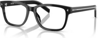 Prada 0pr B10v Bold Rectangular Black Acetate Eyeglasses