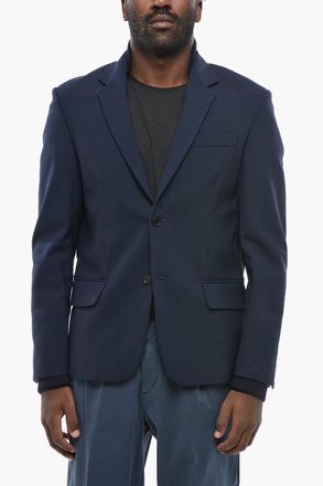 Off-white Blazer due Bottoni in Misto Lana Vergine con Rever Classico Off-White