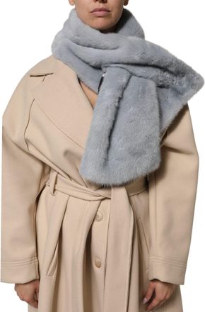 Dolce & Gabbana Womens Powder Blue Mink Fur Neck Warmer Scarf Light