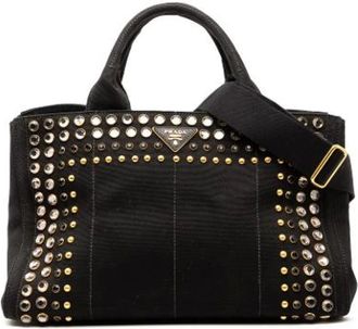 Prada Pre-owned Handbags, female, Black, Size: ONE SIZE Pre-owned Canvas prada-bags