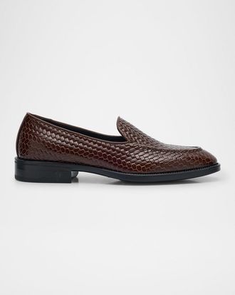 Giuseppe Zanotti Mens Sorrento 15 Woven Leather Loafers