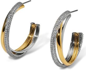 Nadri Gemini Two-Tone Hoop Earrings in Gold at Nordstrom