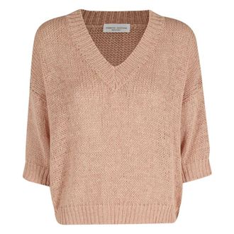 Roberto Collina V-neck Knitwear, female, Beige, Size: M V-neck Sweater