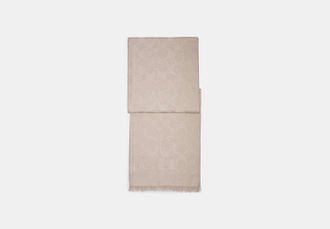 Coach Womens Signature Wrap in Beige | Wool Silk Blend