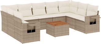 vidaXL Juego De Sof&aacute;s Jard&iacute;n Con Cojines Beige 10 Pzas Rat&aacute;n Sint&eacute;tico Vidaxl