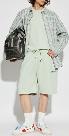 Off-white T-shirt With Printed Logo, Mens, Green