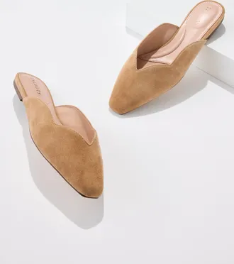 Talbots Whitley Scallop Suede Mules - Cafe Au Lait - 10 1/2 M Talbots
