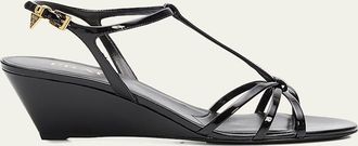 Prada 55mm Patent Leather Wedge Sandals